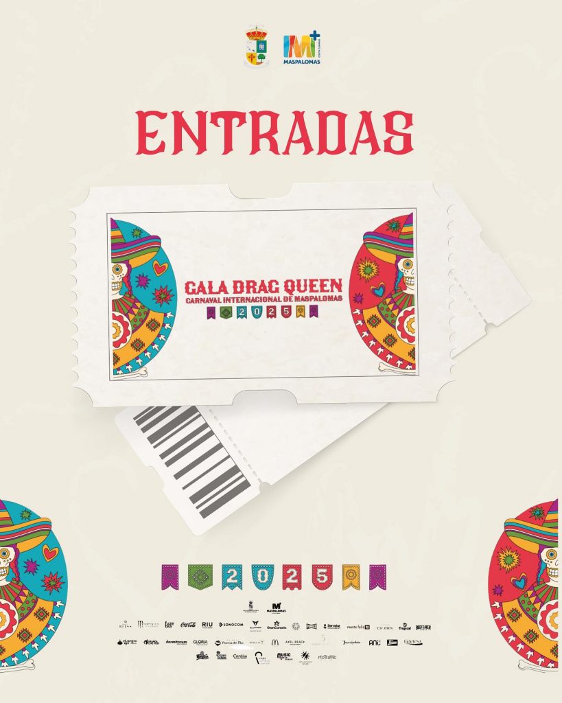 Drag Queen Gala Maspalomas 2026 performer sul palco, tema El Circo, Playa del Inglés