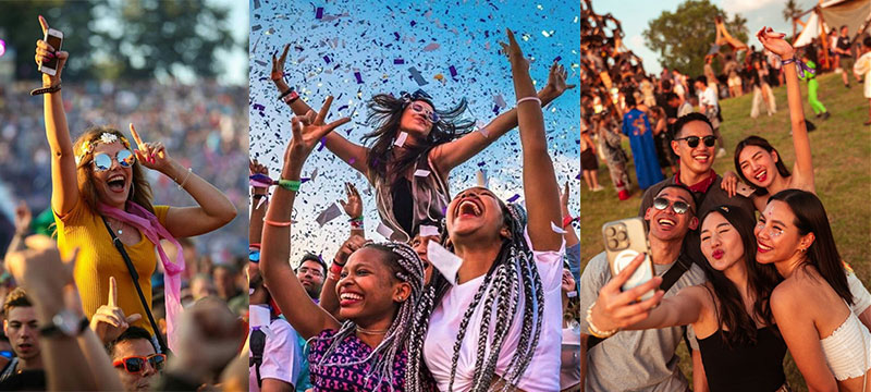 Aerial view of Golf Costa Adeje festival venue at night, Tenerife
