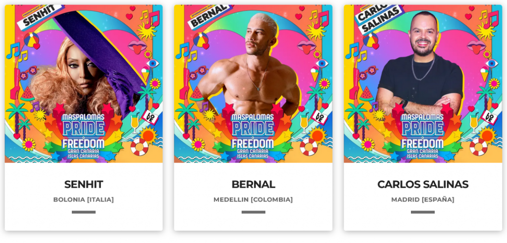 Artistes au Gay Pride de Mas Palomas 2025